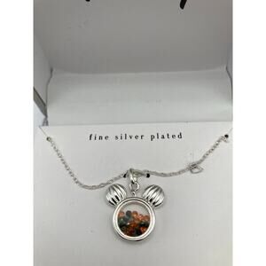 Disney Fine Silver Plated Necklace with Charm and Box